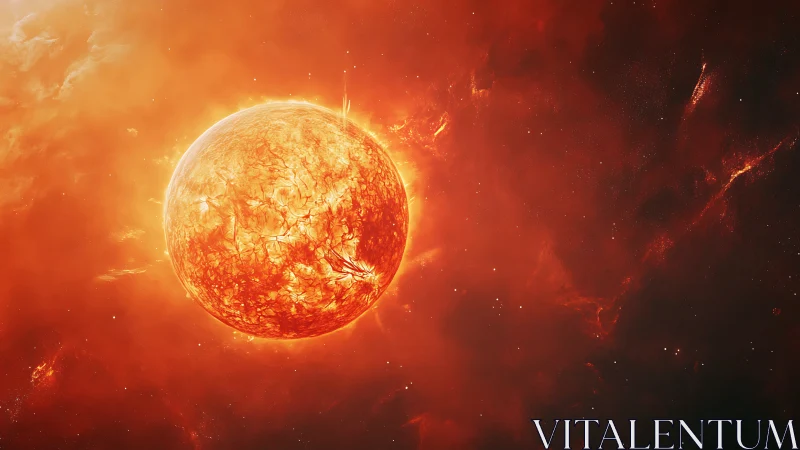 Molten orange star burns inside dense glowing nebula