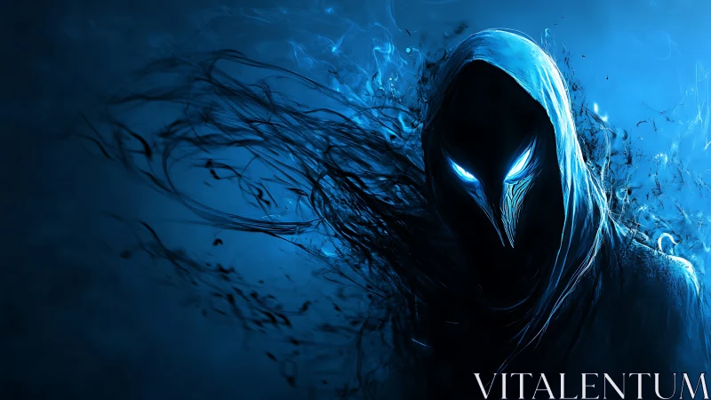 Midnight wraith in a tattered hood glows with icy power