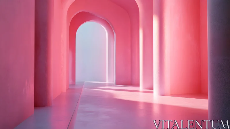 Luminous Pink Corridor Inviting Wonder and Reflection.