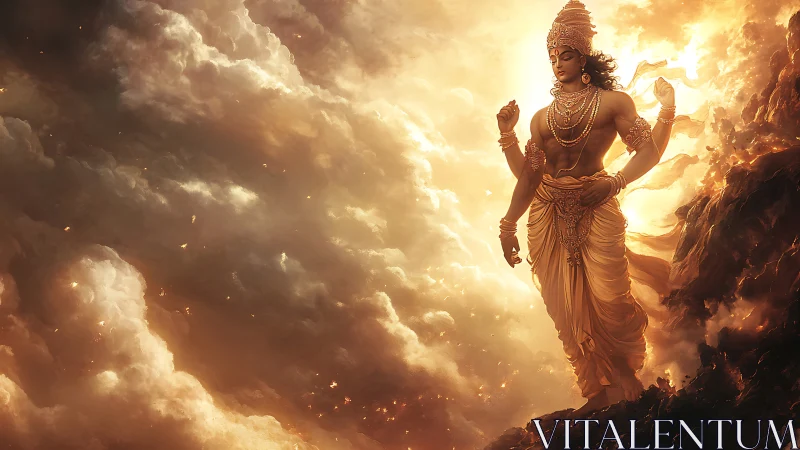 Divine male figure rendered in glowing atmospheric clouds.