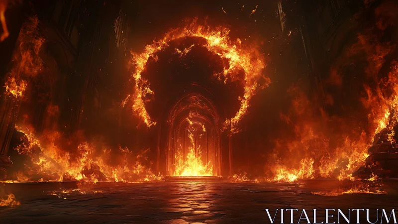 Apocalyptic Gate Engulfed in Inferno.