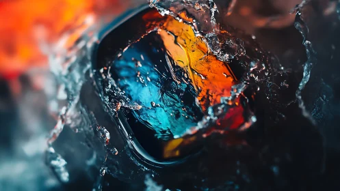 Hydrophobic smartphone impact with chromatic refraction field.