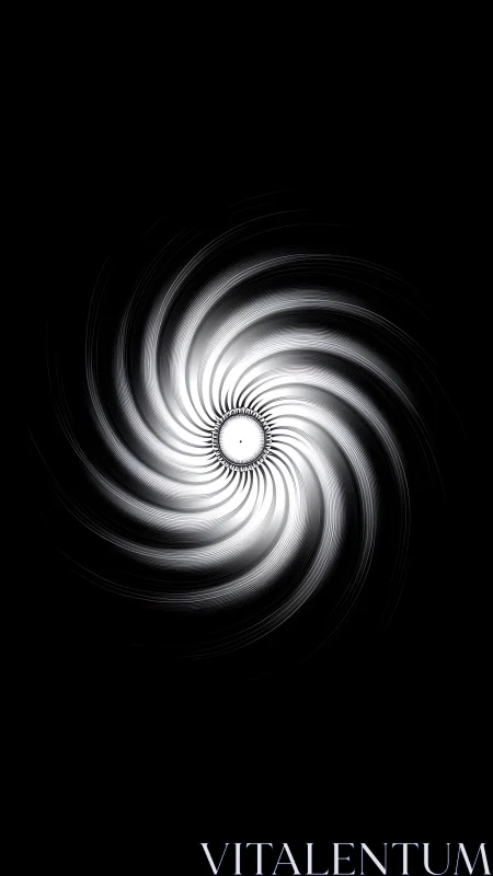 Radiant spiral of light curls gently into a calm dark sky