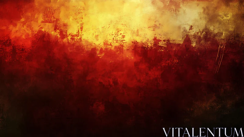 Fiery Abstract Painting with Bold Red and Yellow Tones.