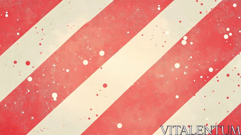 Diagonal red and cream stripes form textured paint splatter pattern