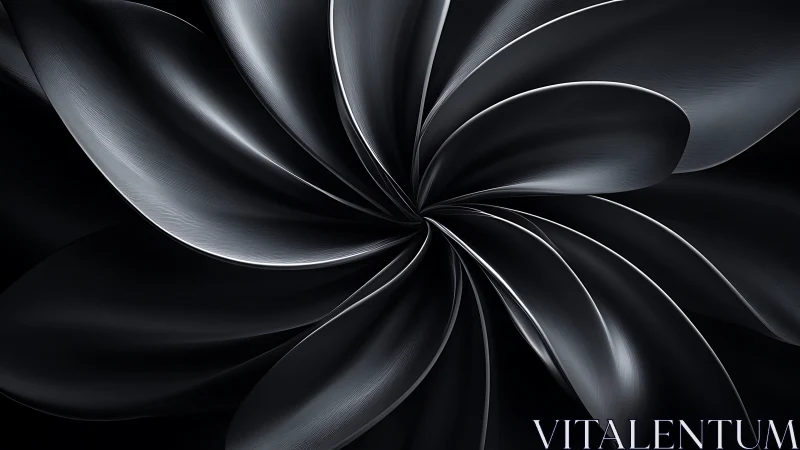 Velvet metal petals swirling into calm midnight hush.