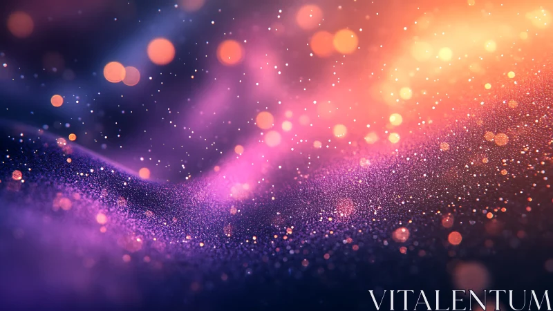 Glittering cosmic waves shimmer in radiant purple light.