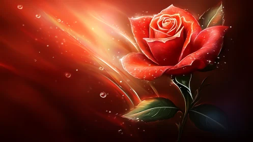 Luminescent Red Rose with Dynamic Energy Streams