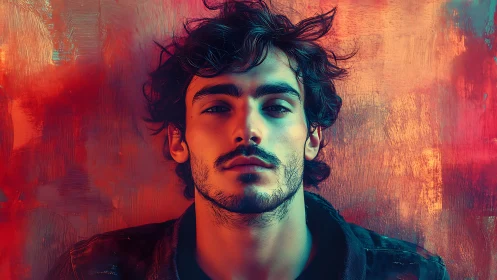 Rebel-lit portrait leans into a storm of molten neon color