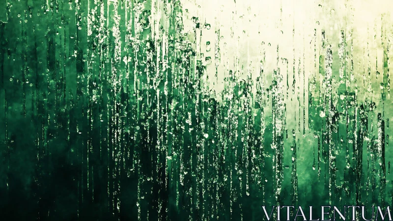 Vertical green abstract pattern with textured streak bands.