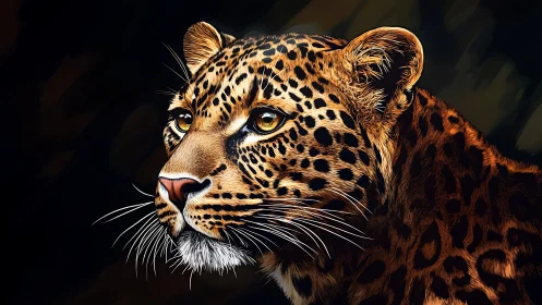 Majestic Leopard with Piercing Golden Eyes Gazes Ahead