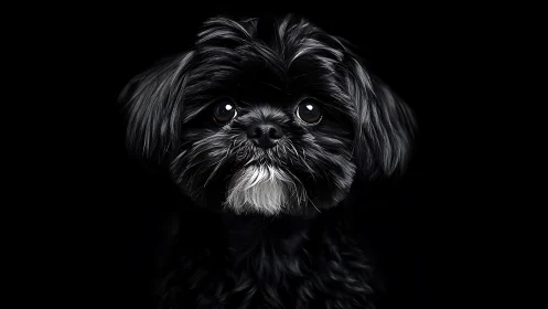 Midnight-eyed pup quietly carves a galaxy from darkness