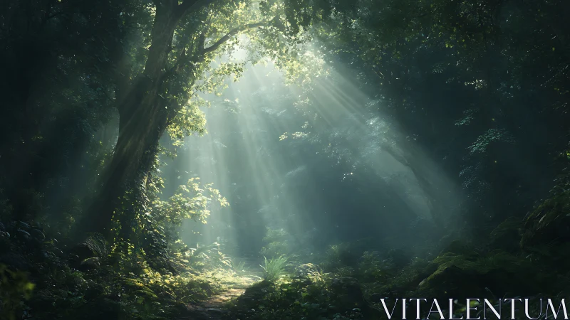 Crepuscular Light Filtering Through Deciduous Canopy.