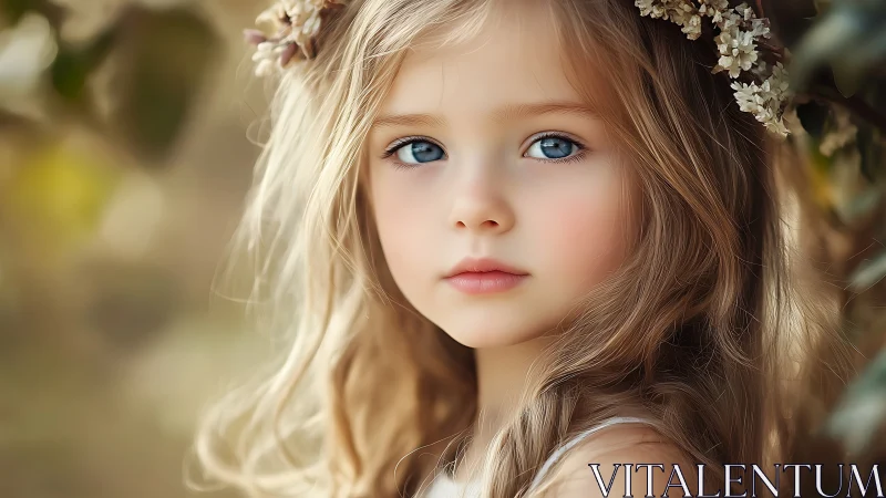Young girl with blue eyes in soft natural light setting.