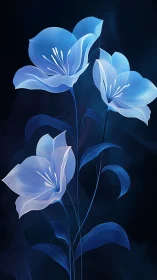 Luminous Blue Bells Dancing Through Twilight Depths.
