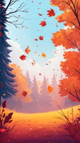 Autumn's Warm Embrace: Falling Leaves at Golden Hour.