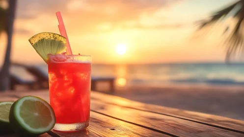 Tropical Cocktail at Golden Sunset Beach.