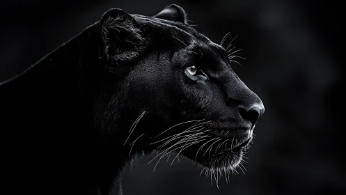 Panther Profile in Darkness.