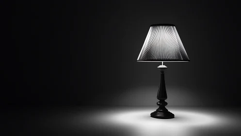 Midnight desk lamp casting a quiet monochrome spotlight.
