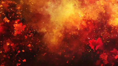 Explosive Particle Dissolution in Warm Spectrum. Abstract Digital Composition.