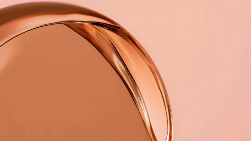 Abstract copper curve on peach background, minimalist digital art.