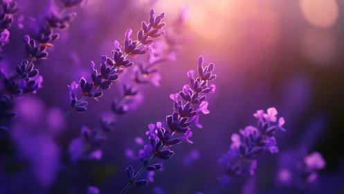 Serene Lavender Blooms Glowing in Soft Purple Light