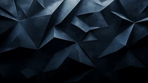 Dark geometric low poly folds in cool blue tones.