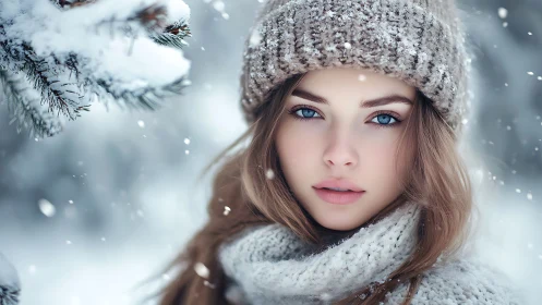 Winter portrait captures serene beauty in softly falling snow