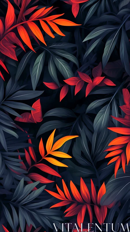 Digital foliage array with luminous tropical frond contrast.