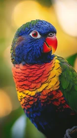 Rainbow lorikeet portrait with sharp plumage detail.