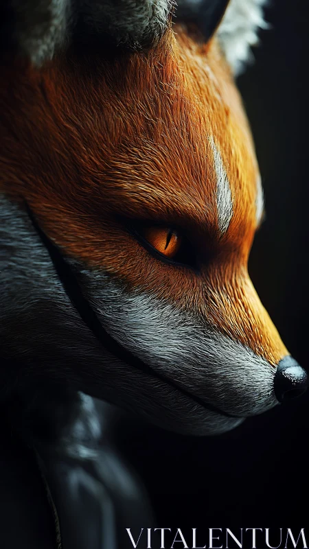 Hyperreal fox portrait renders cinematic side-lit fur detail