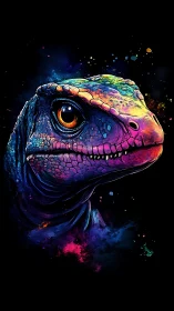 Nebula scales ignite as a cosmic lizard studies the void