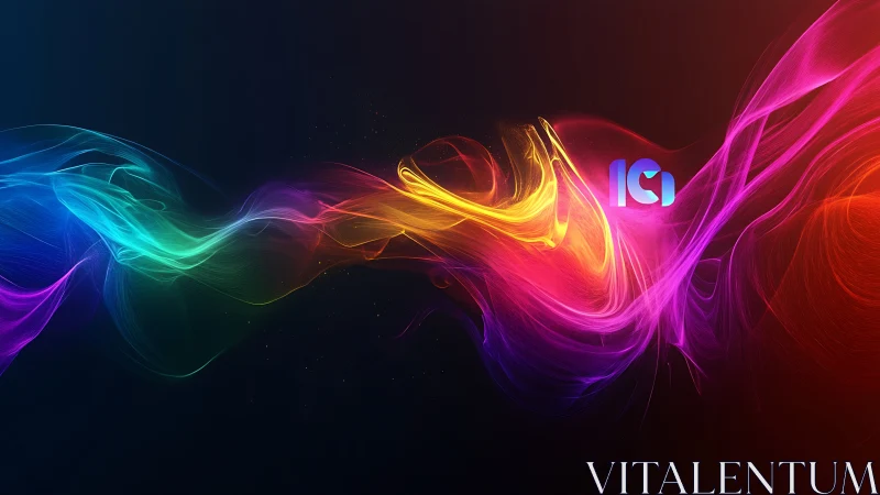 Neon light waves surround glowing IC symbol on black background.