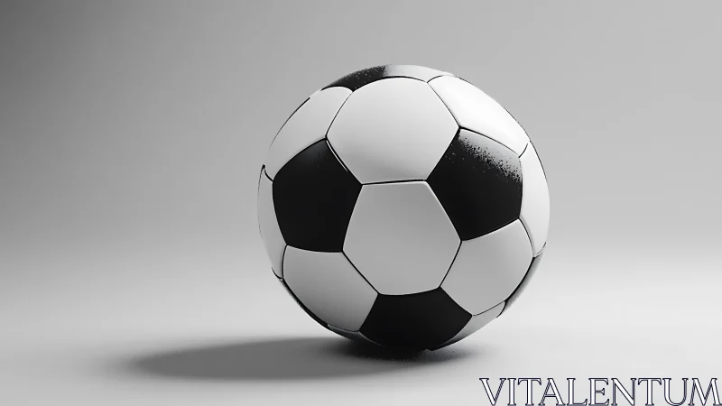 Classic black and white soccer ball on plain studio background.