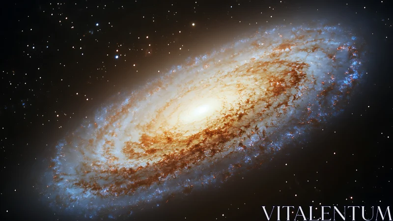 Gentle spiral galaxy glowing like a cosmic campfire.