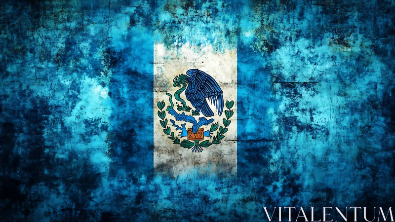 Grunge texture composition with stylized Guatemala flag emblem.