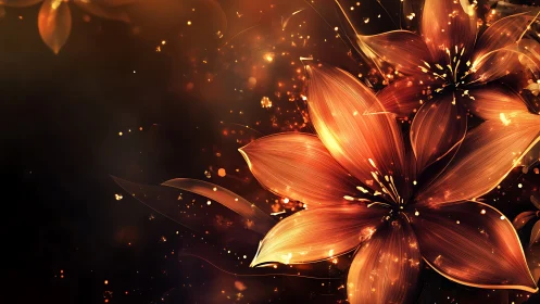 Luminous ember florals in dynamic digital painting composition.