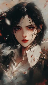 Digital portrait shows close-up of dark-haired figure