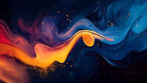 Chromatic fluid dynamics with orange plume in deep blues