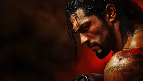 Battle-scarred warrior portrait uses dramatic rim lighting