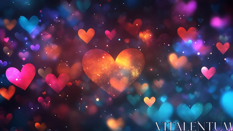 Glowing Hearts Dance in Magical Neon Light Show