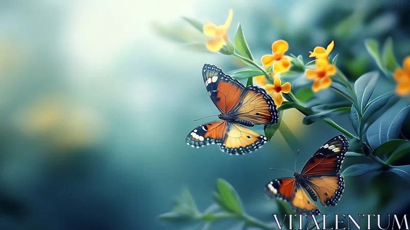 Sunlit monarchs trade quiet whispers above amber blooms