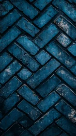 Midnight teal bricks in moody herringbone rhythm.
