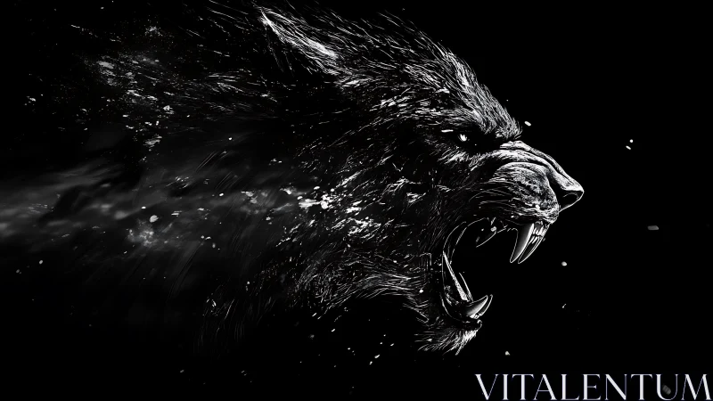 Ferocious black panther rendered in explosive monochrome motion.