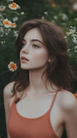 Soft-eyed daydream drifts through blooming garden quiet