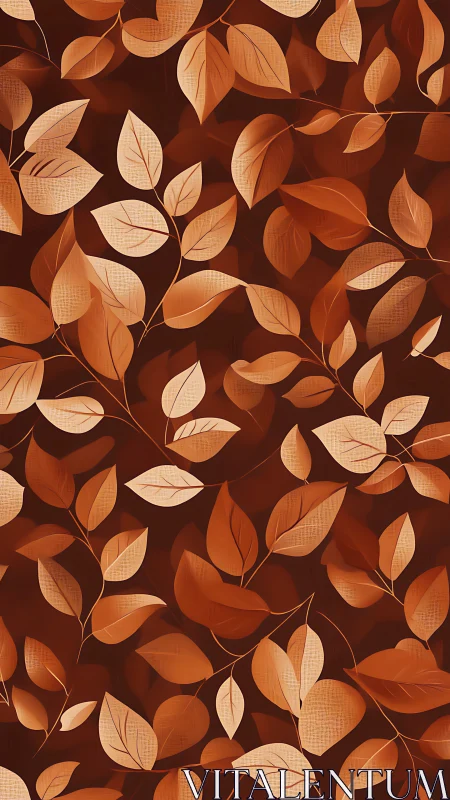 Layered autumn leaf pattern with textured vector foliage on brown