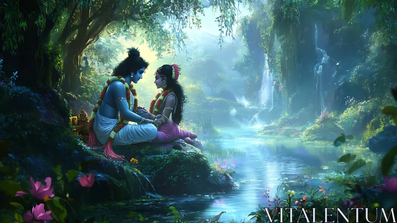 Luminous forest river cradles a gentle divine love moment