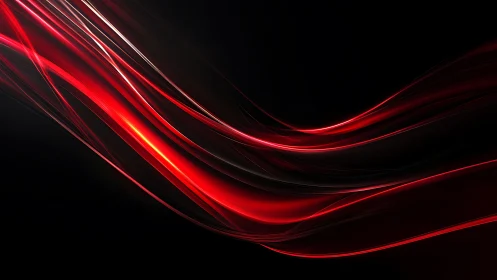 Crimson light trails flowing across deep black space.