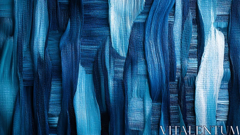 Vertical blue abstract texture with layered painted strokes.