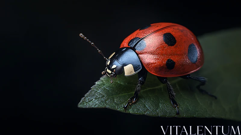 Hyper-detailed ladybug macro on leaf with dramatic lighting